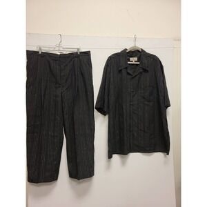 Smokey Joe's XXL Shirt 40x32 Pants Set Black Striped Menswear Outfit Casual